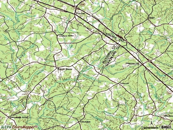 Zip code 23084 topographic map