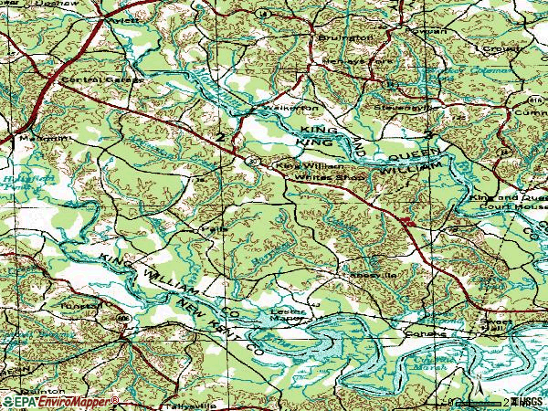 Zip code 23086 topographic map