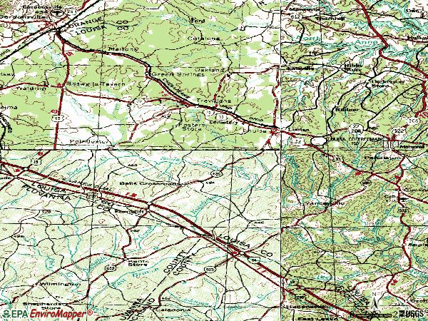 Zip code 23093 topographic map