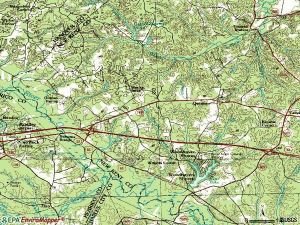 Zip code 23141 topographic map
