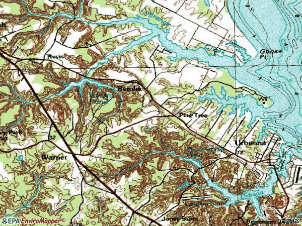 Zip code 23175 topographic map
