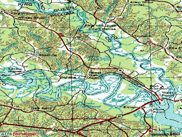 Zip code 23181 topographic map