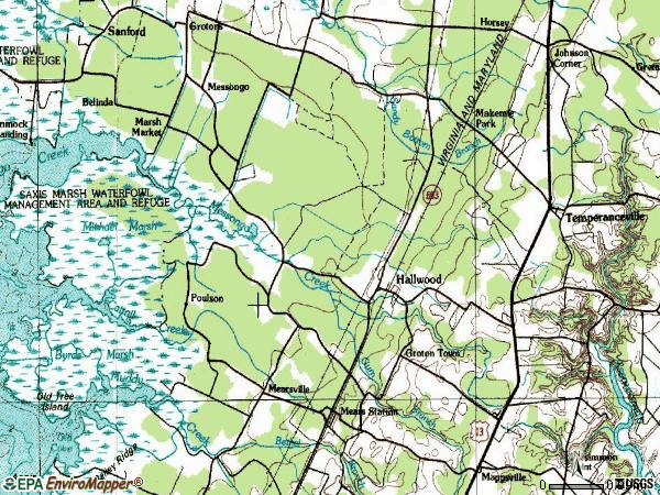 Zip code 23359 topographic map