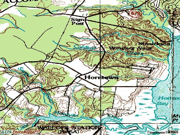Zip code 23395 topographic map