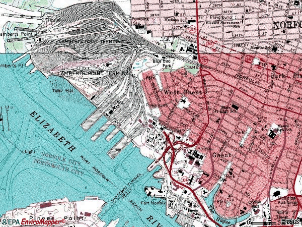 Zip code 23507 topographic map