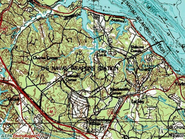 Zip code 23691 topographic map