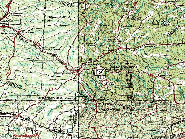 Zip code 23824 topographic map