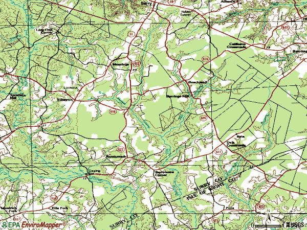 Zip code 23846 topographic map