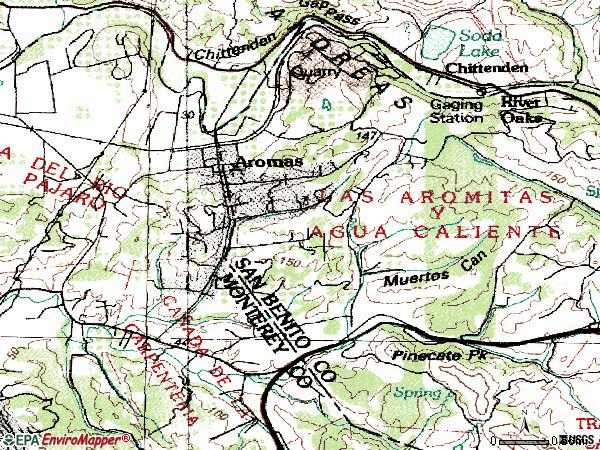 Zip code 95004 topographic map