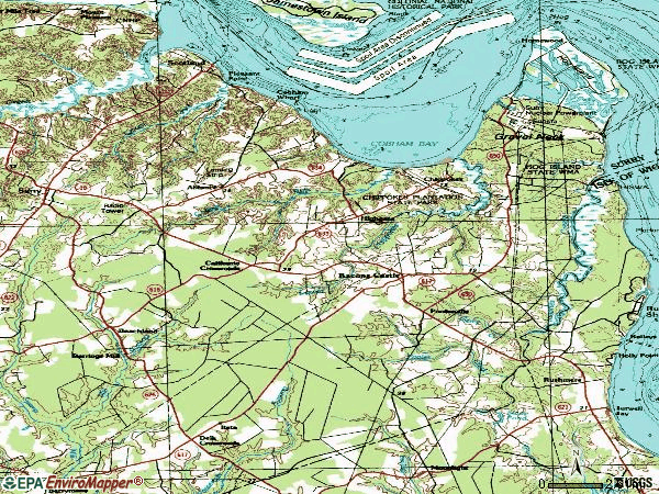 Zip code 23882 topographic map