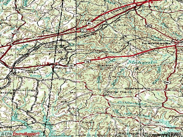 Zip code 23920 topographic map