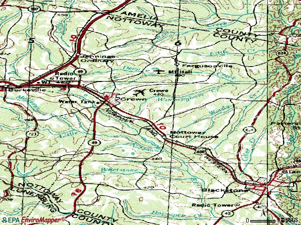 Zip code 23930 topographic map