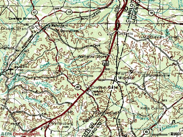 Zip code 23937 topographic map