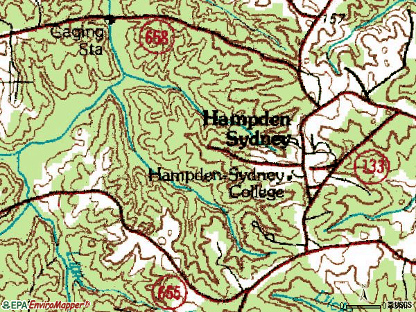 Zip code 23943 topographic map