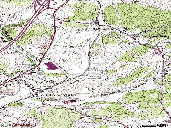 Zip code 24077 topographic map