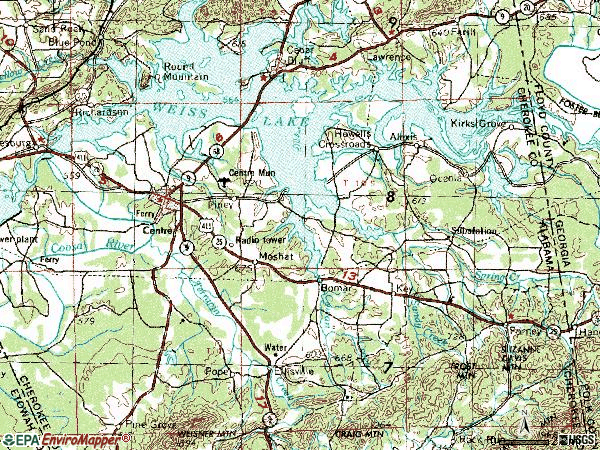 Zip code 35960 topographic map