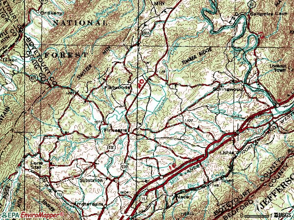 Zip code 24090 topographic map