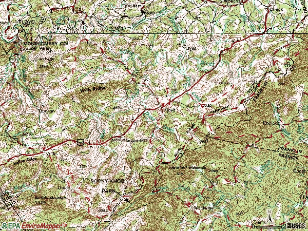 Zip code 24091 topographic map