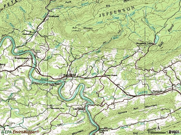 Zip code 24136 topographic map