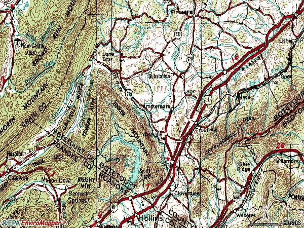 Zip code 24175 topographic map