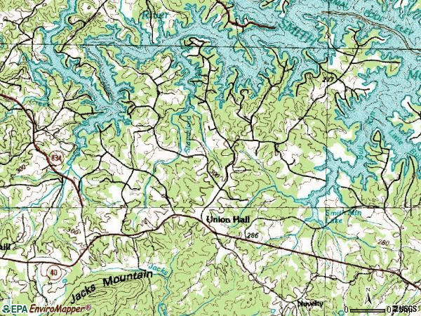 Zip code 24176 topographic map