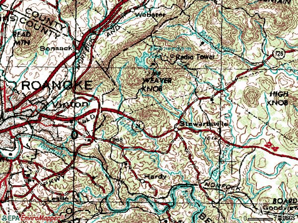 Zip code 24179 topographic map