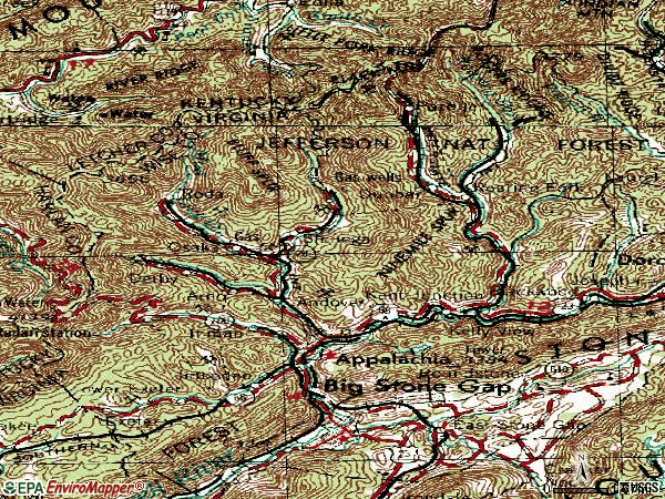 Zip code 24216 topographic map