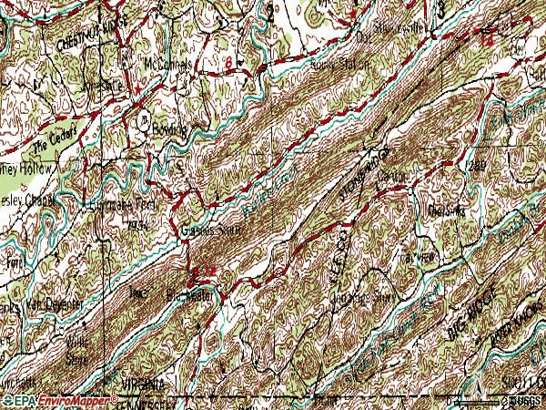 Zip code 24221 topographic map