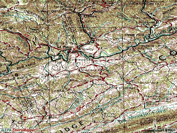 Zip code 24224 topographic map