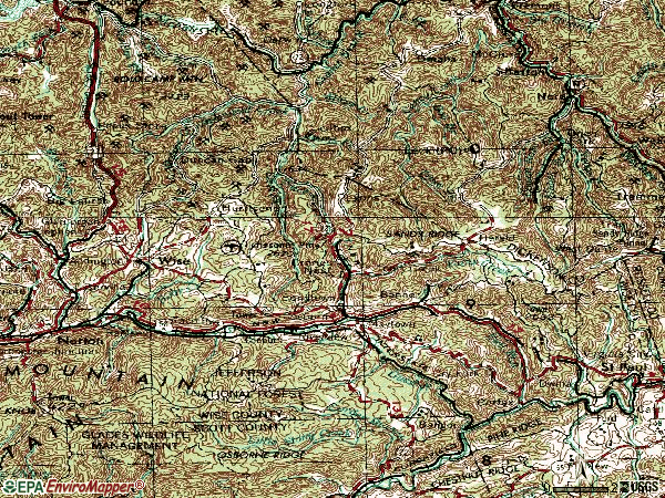 Zip code 24230 topographic map