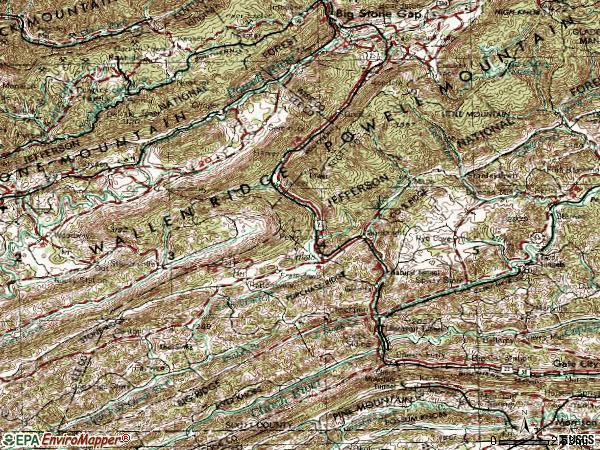 Zip code 24244 topographic map
