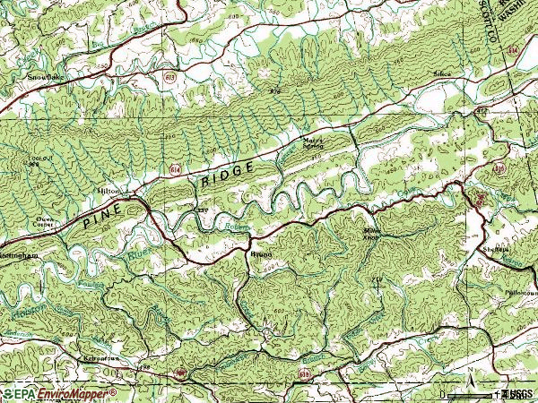 Zip code 24258 topographic map