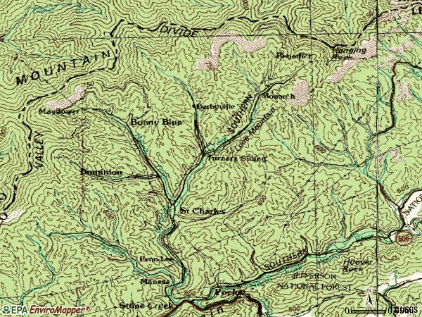Zip code 24282 topographic map