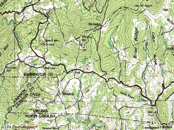 Zip code 24292 topographic map