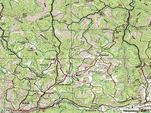 Zip code 24293 topographic map
