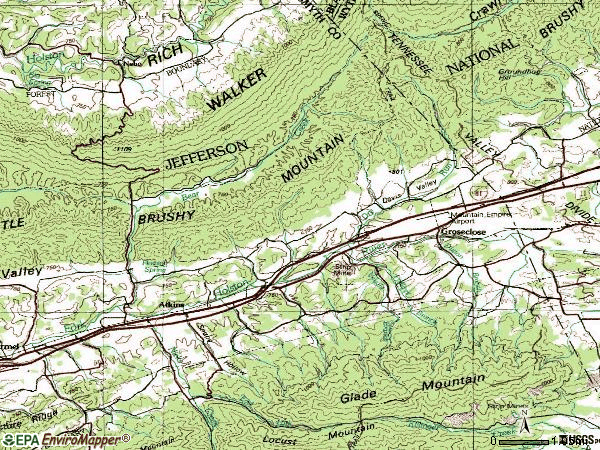 Zip code 24311 topographic map