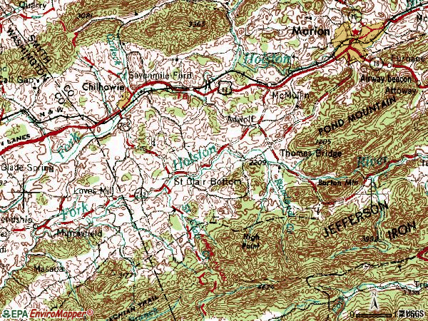 Zip code 24319 topographic map