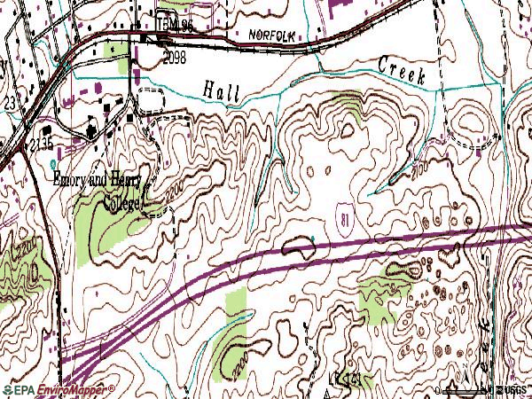 Zip code 24327 topographic map