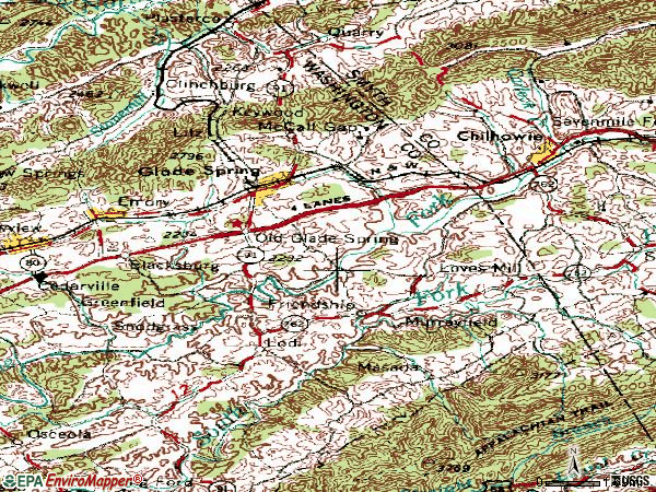 Zip code 24340 topographic map