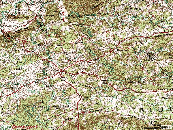 Zip code 24343 topographic map
