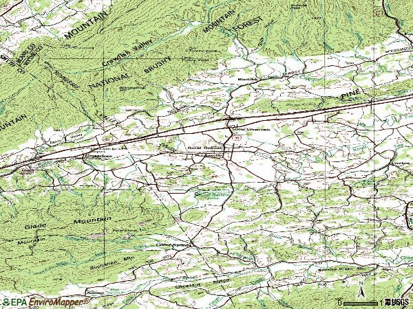 Zip code 24368 topographic map