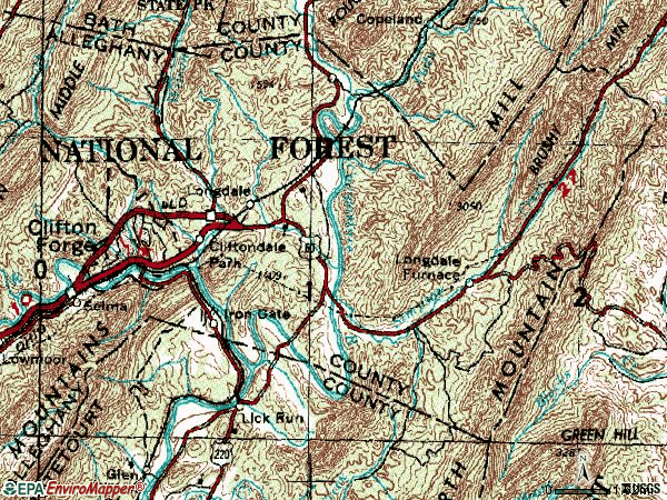 Zip code 24422 topographic map