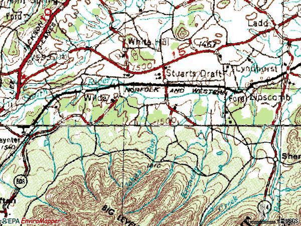 Zip code 24477 topographic map