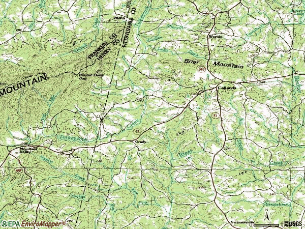 Zip code 24530 topographic map