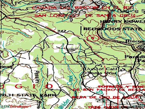 Zip code 95064 topographic map
