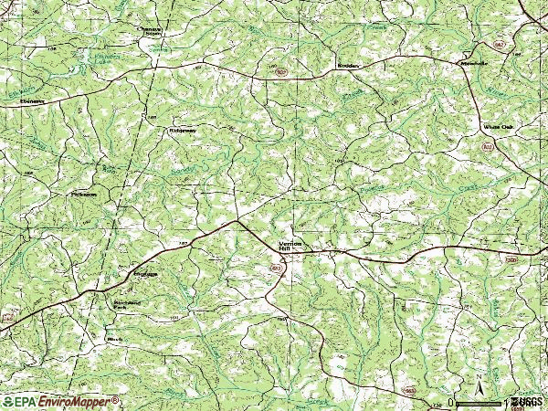 Zip code 24597 topographic map