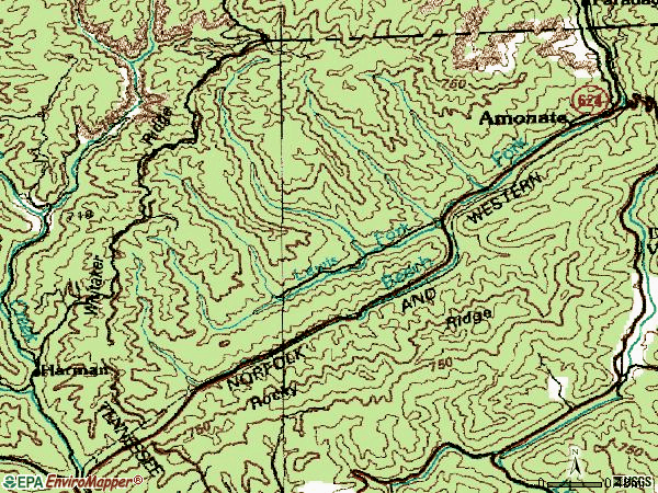 Zip code 24601 topographic map