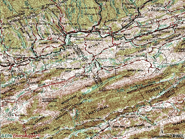 Zip code 24609 topographic map