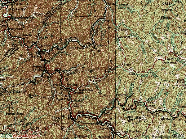Zip code 24614 topographic map