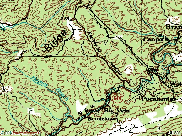 Zip code 24635 topographic map